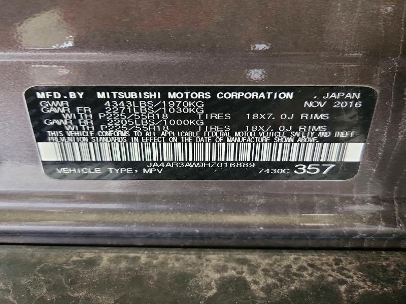 2017 Mitsubishi Outlander Sport მანქანა იყიდება აუქციონზე, vin: JA4AR3AW9HZ016889, აუქციონის ნომერი: 64417486