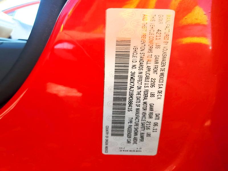 66829476 :رقم المزاد ، 3VWDX7AJ1BM388415 vin ، 2011 Volkswagen Jetta مزاد بيع