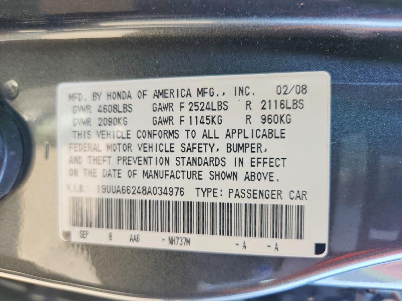2008 Acura Tl მანქანა იყიდება აუქციონზე, vin: 19UUA66248A034976, აუქციონის ნომერი: 66204456