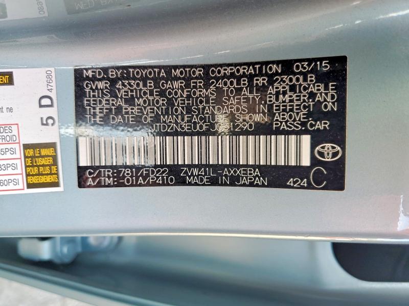 64108706 :رقم المزاد ، JTDZN3EU0FJ031290 vin ، 2015 Toyota Prius V مزاد بيع