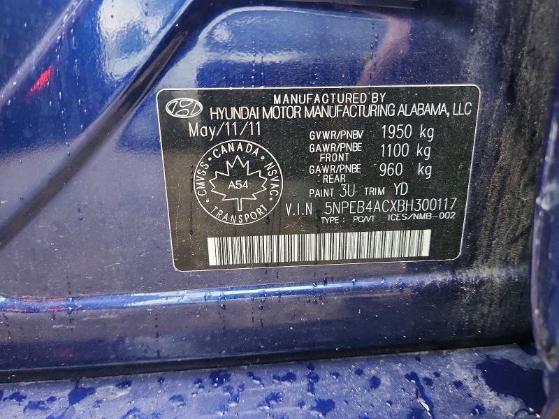Aukcja sprzedaży 2011 Hyundai Sonata, vin: 5NPEB4ACXBH300117, numer aukcji: 61820846