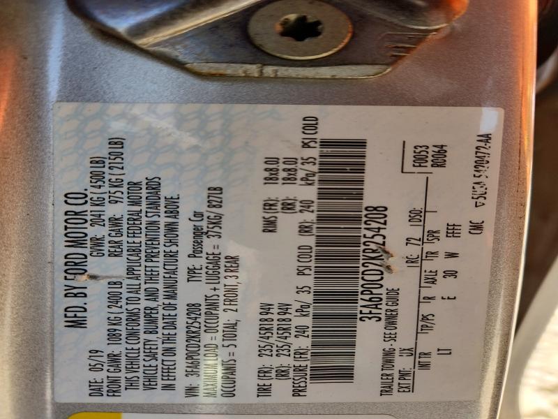 Aukcja sprzedaży 2019 Ford Fusion, vin: 3FA6P0CD2KR254208, numer aukcji: 66643816