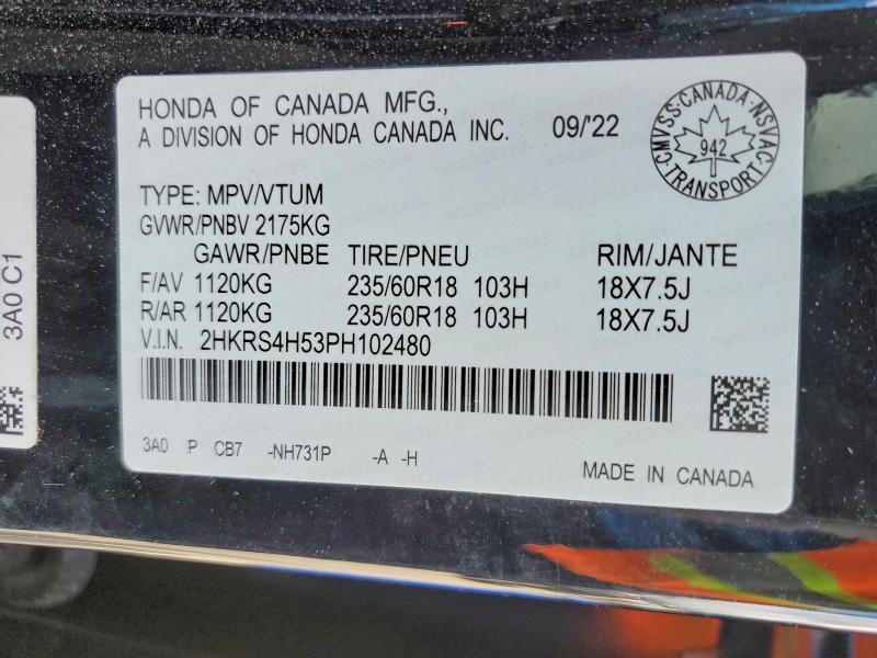Aukcja sprzedaży 2023 Honda Cr-v, vin: 2HKRS4H53PH102480, numer aukcji: 64456876