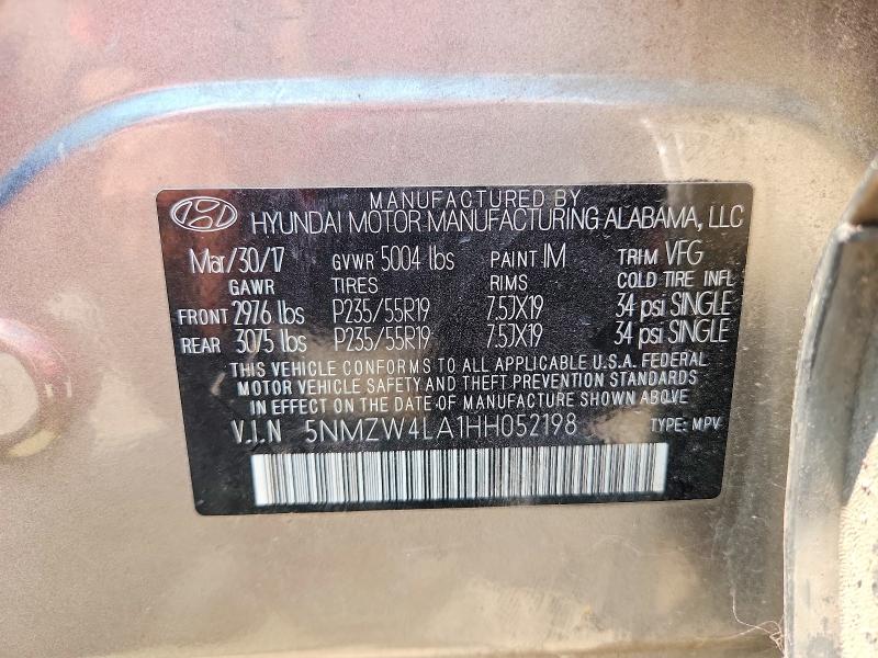 Продажа на аукционе авто 2017 Hyundai Santa Fe Sport, vin: 5NMZW4LA1HH052198, номер лота: 66218026