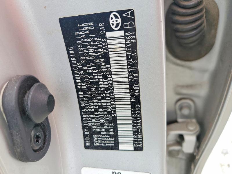Aukcja sprzedaży 2019 Toyota Corolla, vin: 5YFBURHE3KP896868, numer aukcji: 63301076