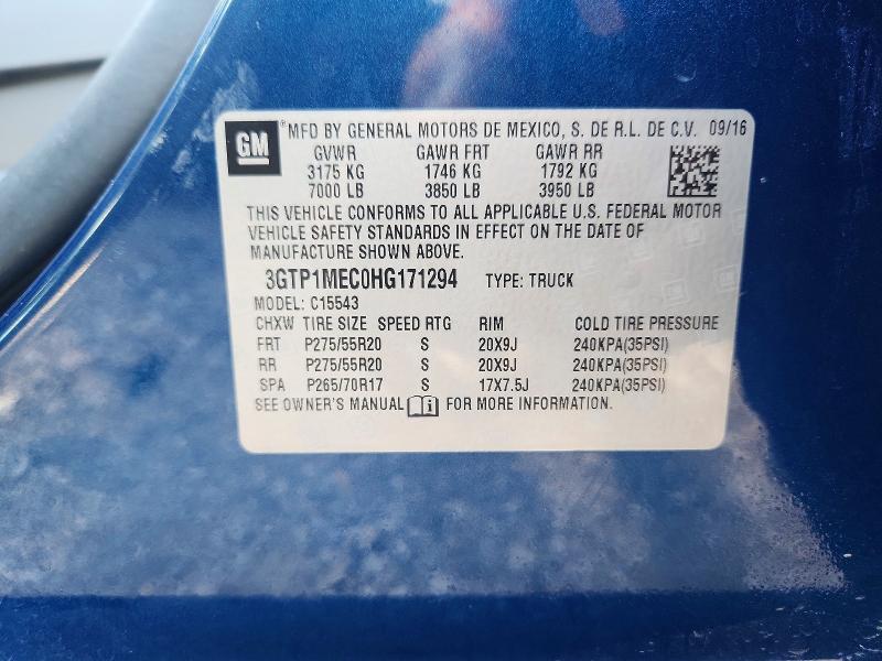 Aukcja sprzedaży 2017 Gmc Sierra, vin: 3GTP1MEC0HG171294, numer aukcji: 65007786