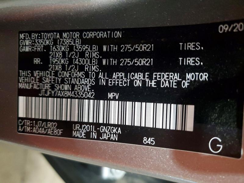 63887556 :رقم المزاد ، JTJFY7AX8M4335042 vin ، 2021 Lexus Lx مزاد بيع