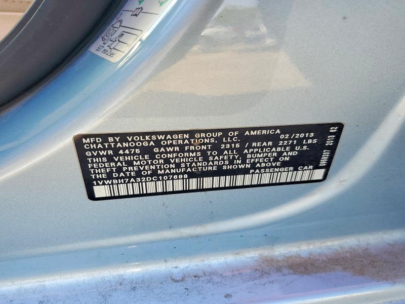 Продаж на аукціоні авто 2013 Volkswagen Passat, vin: 1VWBH7A32DC107698, номер лоту: 64475916