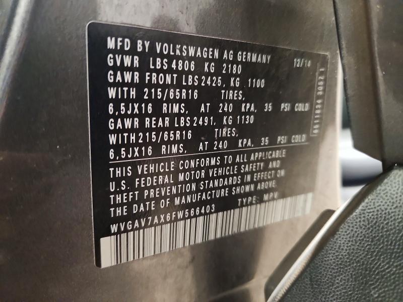 Aukcja sprzedaży 2015 Volkswagen Tiguan, vin: WVGAV7AX6FW566403, numer aukcji: 66192086