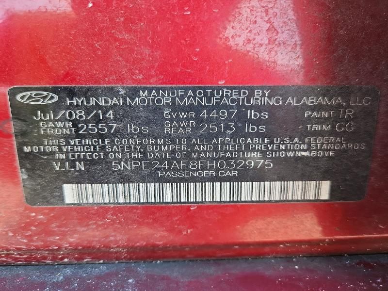 2015 Hyundai Sonata მანქანა იყიდება აუქციონზე, vin: 5NPE24AF8FH032975, აუქციონის ნომერი: 64429126