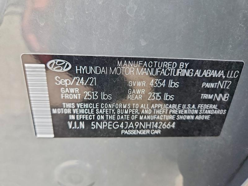Aukcja sprzedaży 2022 Hyundai Sonata, vin: 5NPEG4JA9NH142664, numer aukcji: 65630826