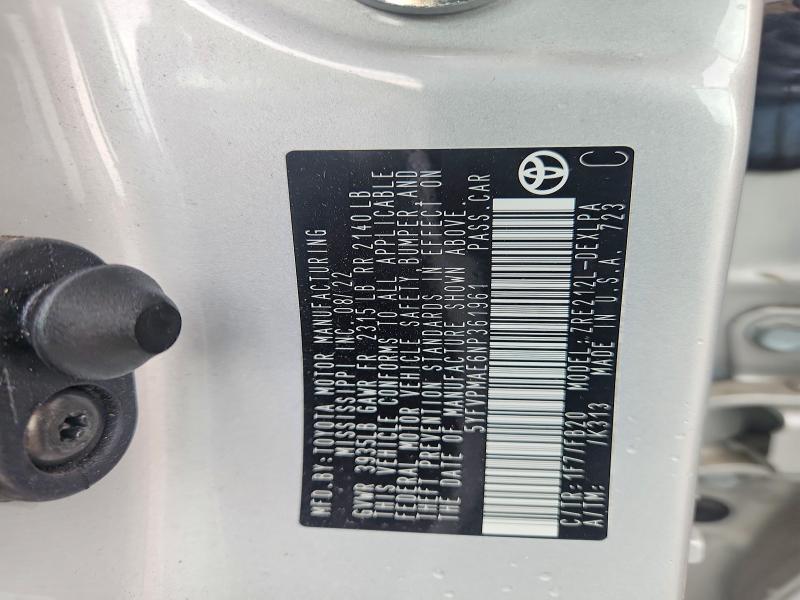 2022 Toyota Corolla მანქანა იყიდება აუქციონზე, vin: 5YFVPMAE6NP361961, აუქციონის ნომერი: 66598756