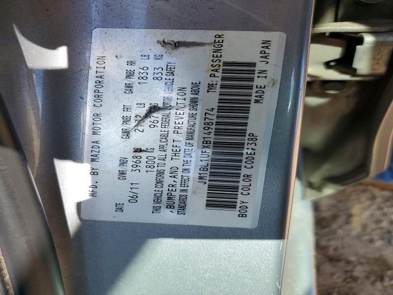Aukcja sprzedaży 2011 Mazda 3, vin: JM1BL1UFXB1498774, numer aukcji: 63782676