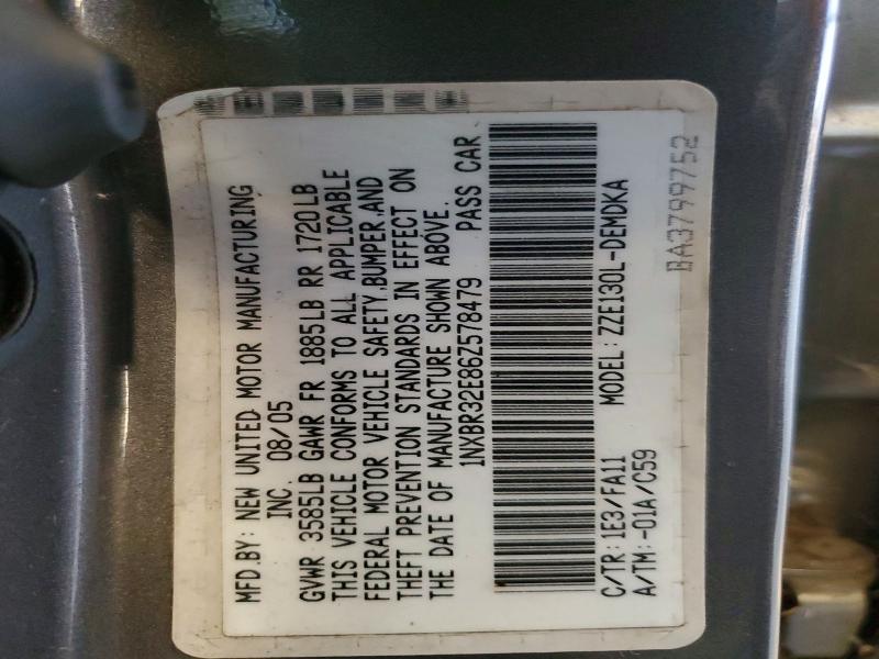 Auction sale of the 2006 Toyota Corolla, vin: 1NXBR32E86Z578479, lot number: 64639616