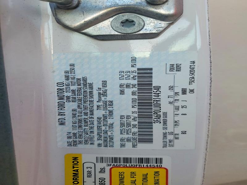 Продаж на аукціоні авто 2015 Ford Fusion, vin: 3FA6P0LU0FR144540, номер лоту: 64917246