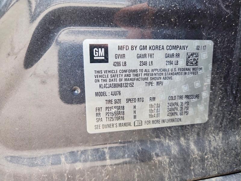 Aukcja sprzedaży 2017 Buick Encore, vin: KL4CJASB0HB132152, numer aukcji: 65718236