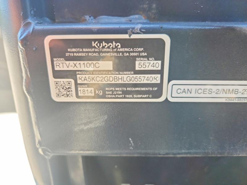 Продаж на аукціоні авто 2022 Kubota Rtv-x1100c, vin: A5KC2GDBHLG05570, номер лоту: 66746606