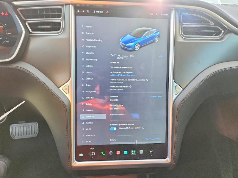 58128356 :رقم المزاد ، 5YJSA1H25FFP69282 vin ، 2015 Tesla Model S مزاد بيع