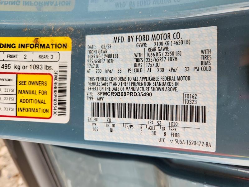 2023 Ford Bronco Sport მანქანა იყიდება აუქციონზე, vin: 3FMCR9B68PRD35490, აუქციონის ნომერი: 64091536