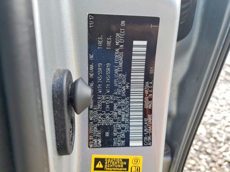 Продажа на аукционе авто 2018 Toyota Highlander, vin: 5TDYZRFH6JS242915, номер лота: 64405306