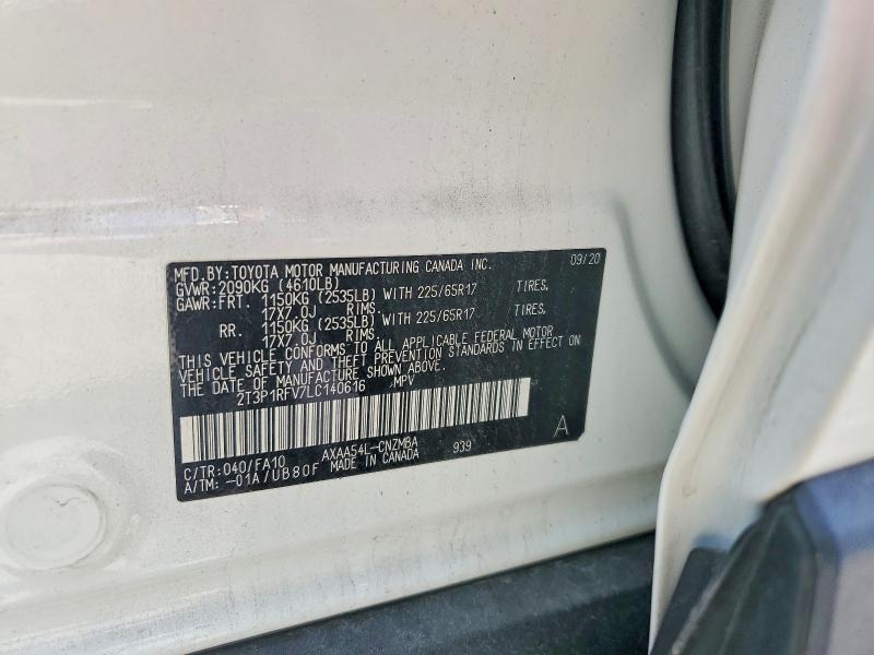 Продаж на аукціоні авто 2020 Toyota Rav4, vin: 2T3P1RFV7LC140616, номер лоту: 63952186