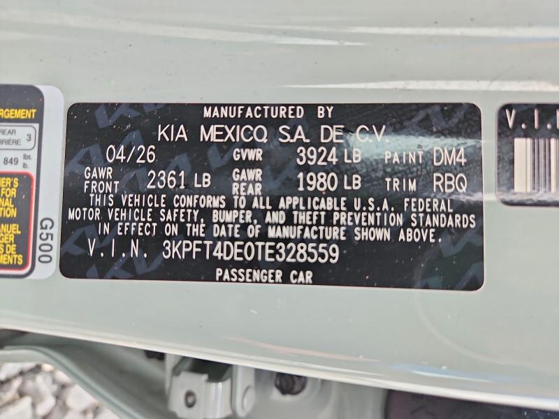 Aukcja sprzedaży 2026 Kia K4, vin: 3KPFT4DE0TE328559, numer aukcji: 66788616