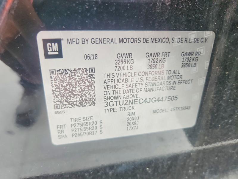 2018 Gmc Sierra მანქანა იყიდება აუქციონზე, vin: 3GTU2NEC4JG447505, აუქციონის ნომერი: 63685886