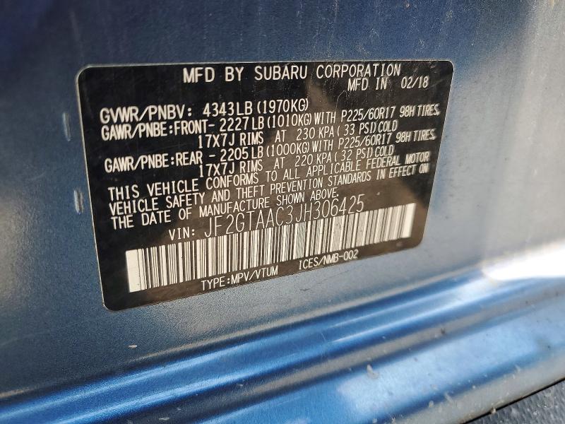 Продаж на аукціоні авто 2018 Subaru Crosstrek, vin: JF2GTAAC3JH306425, номер лоту: 64361126