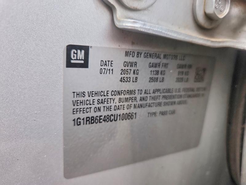 2012 Chevrolet Volt მანქანა იყიდება აუქციონზე, vin: 1G1RB6E48CU100661, აუქციონის ნომერი: 66252466