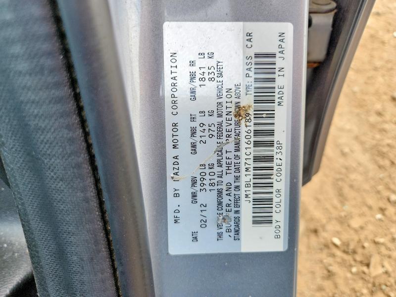 Aukcja sprzedaży 2012 Mazda 3, vin: JM1BL1M71C1606189, numer aukcji: 63728016