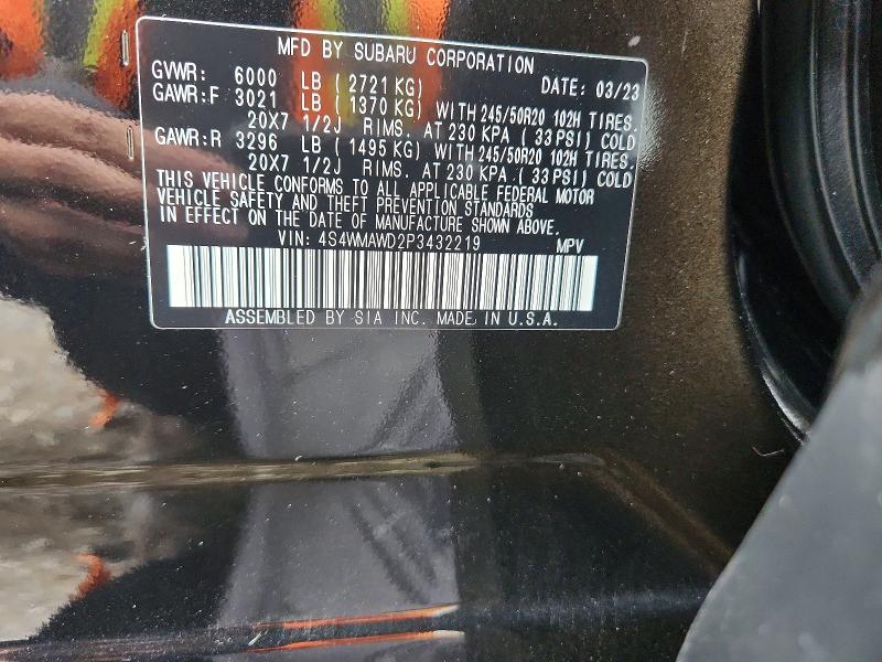 Aukcja sprzedaży 2023 Subaru Ascent, vin: 4S4WMAWD2P3432219, numer aukcji: 64364416