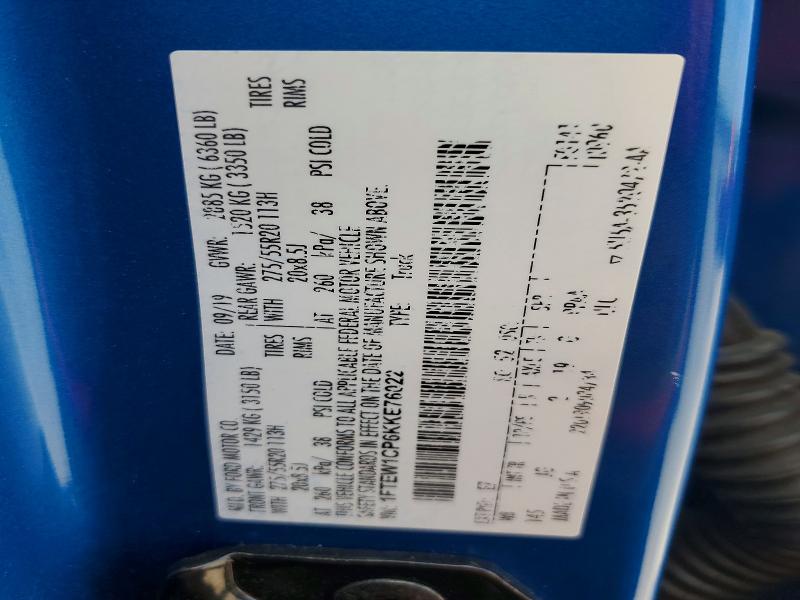 Aukcja sprzedaży 2019 Ford F150, vin: 1FTEW1CP6KKE76022, numer aukcji: 64792526