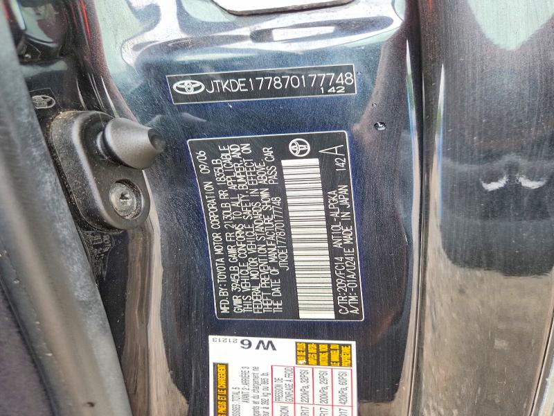 2007 Scion Tc მანქანა იყიდება აუქციონზე, vin: JTKDE177870177748, აუქციონის ნომერი: 63813716