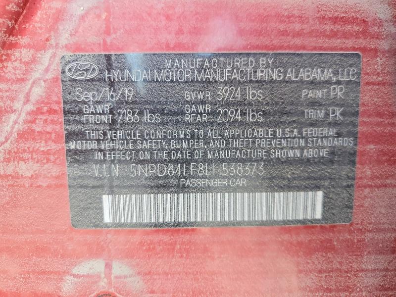 65272576 :رقم المزاد ، 5NPD84LF8LH538373 vin ، 2020 Hyundai Elantra مزاد بيع