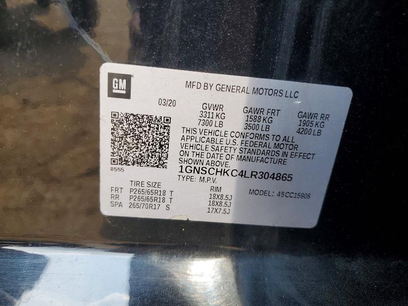 2020 Chevrolet Suburban მანქანა იყიდება აუქციონზე, vin: 1GNSCHKC4LR304865, აუქციონის ნომერი: 64422176