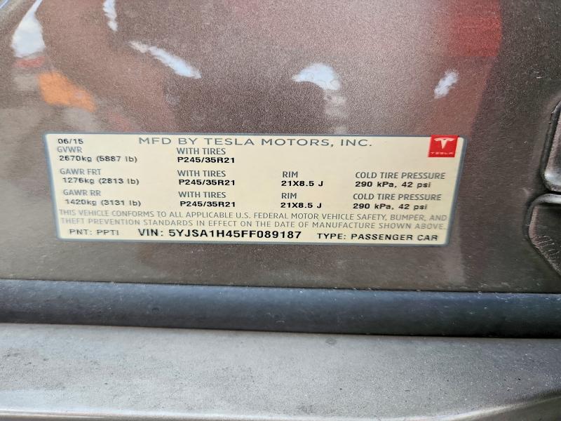 67109276 :رقم المزاد ، 5YJSA1H45FF089187 vin ، 2015 Tesla Model S مزاد بيع