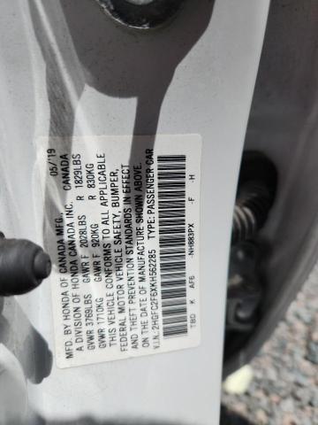 Продаж на аукціоні авто 2019 Honda Civic, vin: 2HGFC2F6XKH562285, номер лоту: 65007586