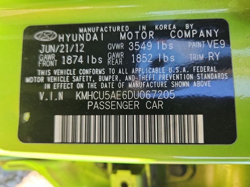 Aukcja sprzedaży 2013 Hyundai Accent, vin: KMHCU5AE6DU067205, numer aukcji: 63570296