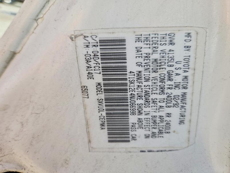 1992 Toyota Camry მანქანა იყიდება აუქციონზე, vin: 4T1SK12E4NU066998, აუქციონის ნომერი: 65124706