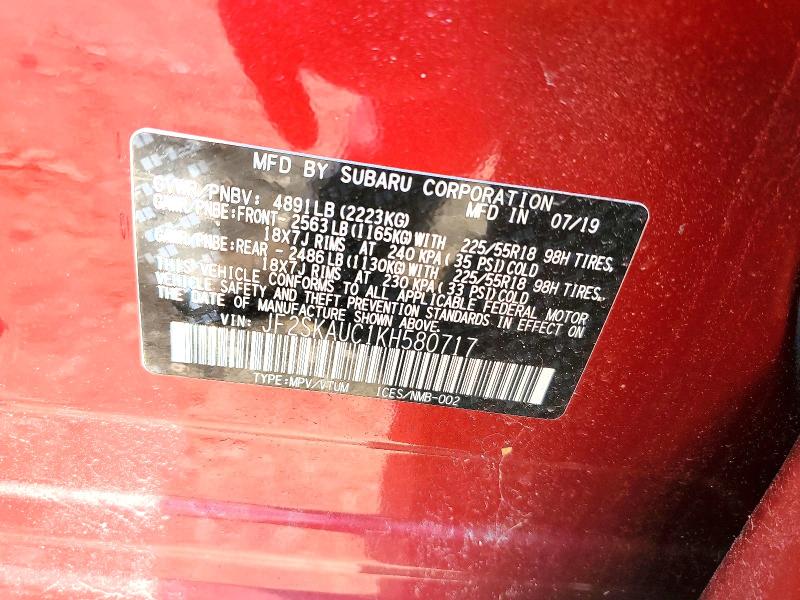 Aukcja sprzedaży 2019 Subaru Forester, vin: JF2SKAUC1KH580717, numer aukcji: 65987236