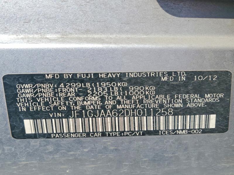 Продажа на аукционе авто 2013 Subaru Impreza, vin: JF1GJAA62DH011258, номер лота: 65196706