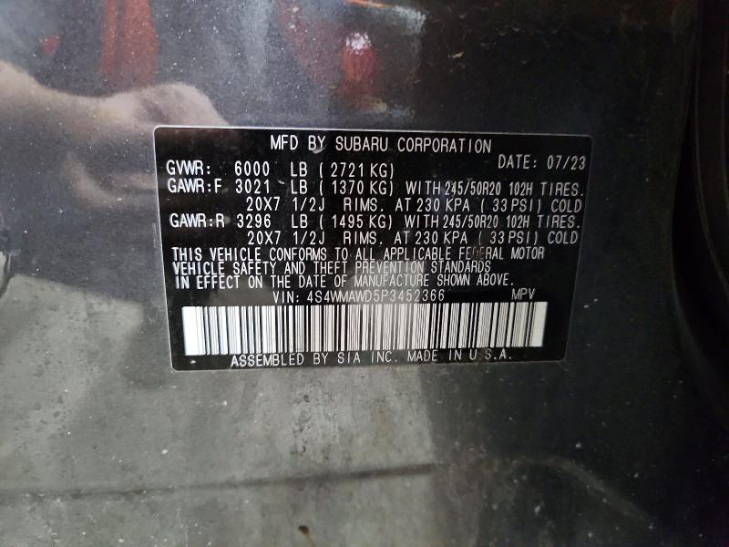 65994316 :رقم المزاد ، 4S4WMAWD5P3452366 vin ، 2023 Subaru Ascent مزاد بيع
