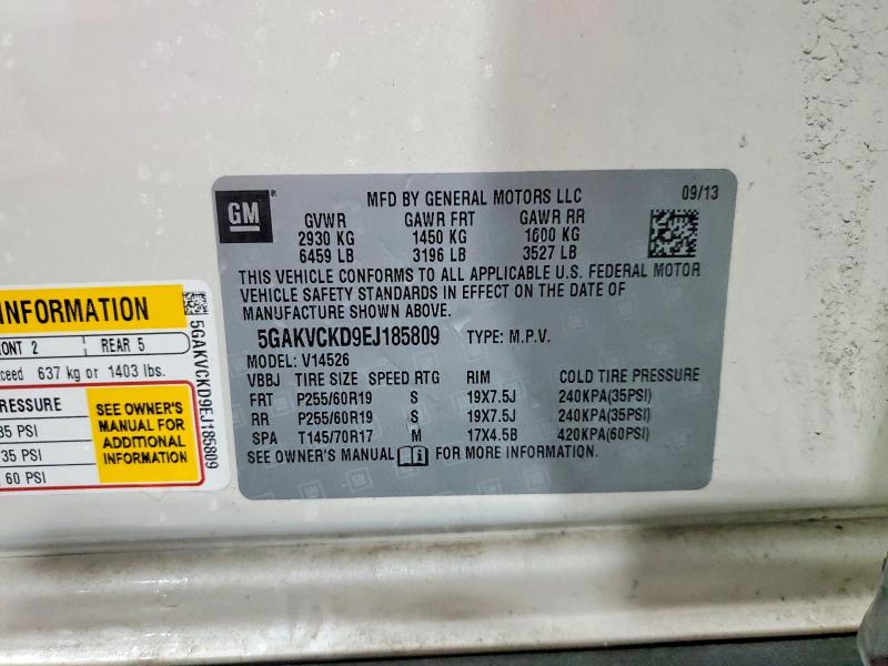 Продаж на аукціоні авто 2014 Buick Enclave, vin: 5GAKVCKD9EJ185809, номер лоту: 66459166