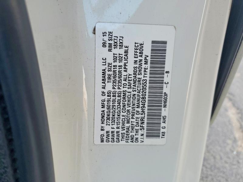 63432236 :رقم المزاد ، 5FNRL5H94GB020553 vin ، 2016 Honda Odyssey مزاد بيع