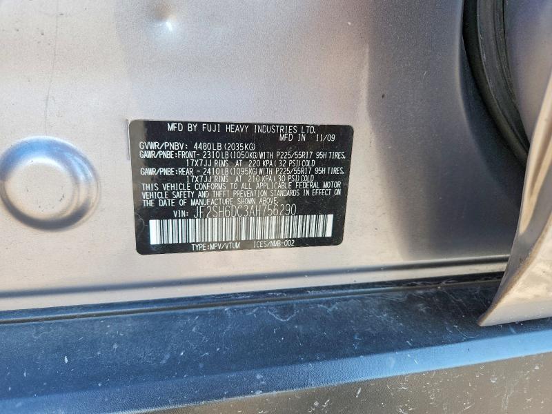 Продаж на аукціоні авто 2010 Subaru Forester, vin: JF2SH6DC3AH756290, номер лоту: 65475726