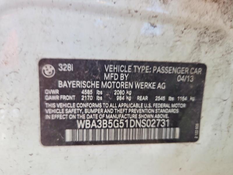 Продаж на аукціоні авто 2013 Bmw 328, vin: WBA3B5G51DNS02731, номер лоту: 63486776