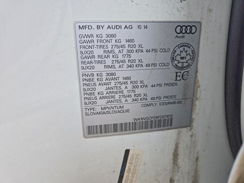 Продажа на аукционе авто 2015 Audi Q7, vin: WA1WGCFE8FD011012, номер лота: 64518806