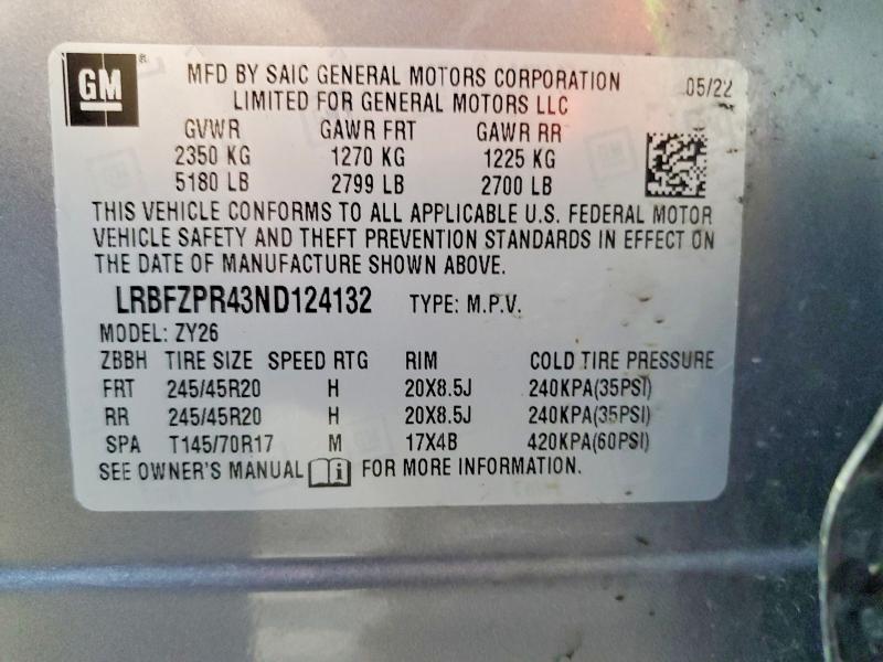 Продаж на аукціоні авто 2022 Buick Envision, vin: LRBFZPR43ND124132, номер лоту: 63546266