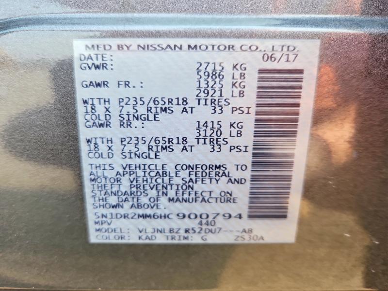 Aukcja sprzedaży 2017 Nissan Pathfinder, vin: 5N1DR2MM6HC900794, numer aukcji: 63935116