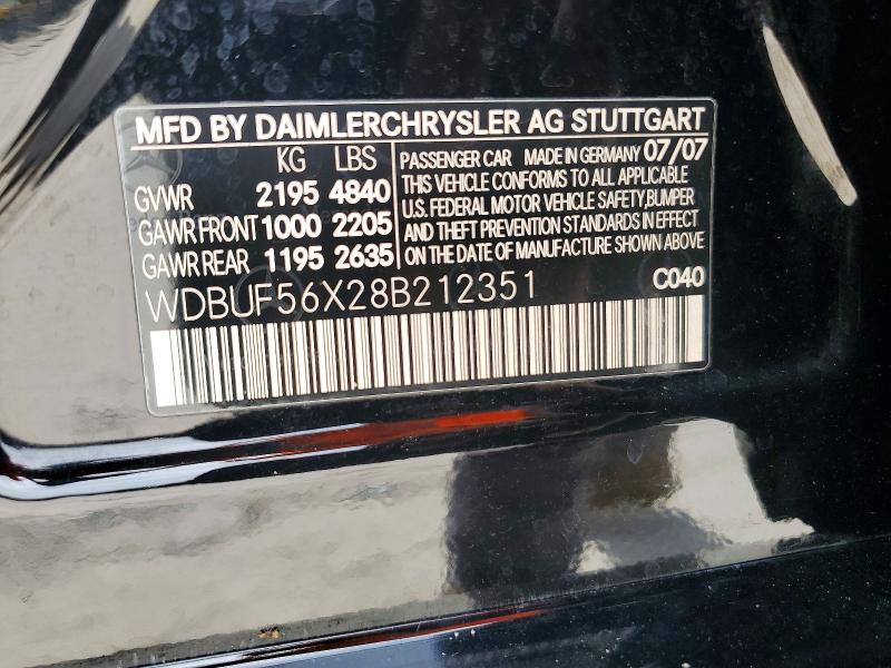 63722586 :رقم المزاد ، WDBUF56X28B212351 vin ، 2008 Mercedes-benz E مزاد بيع